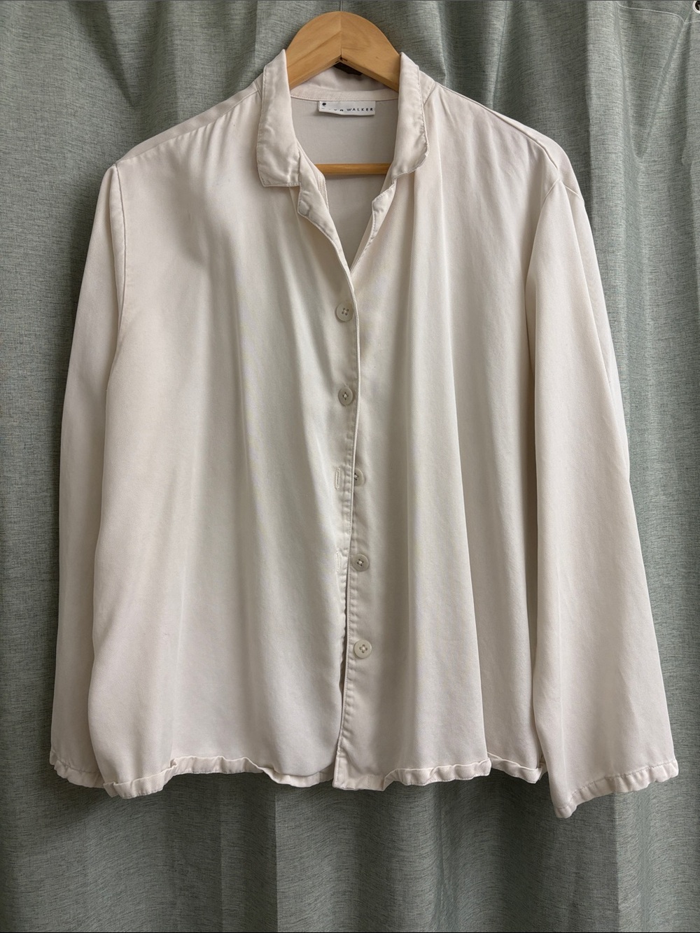 Bryn Walker White Long Sleeve Button Down Top Tencel